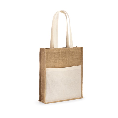 BRAGA. Jute bag with pocket in 100% cotton